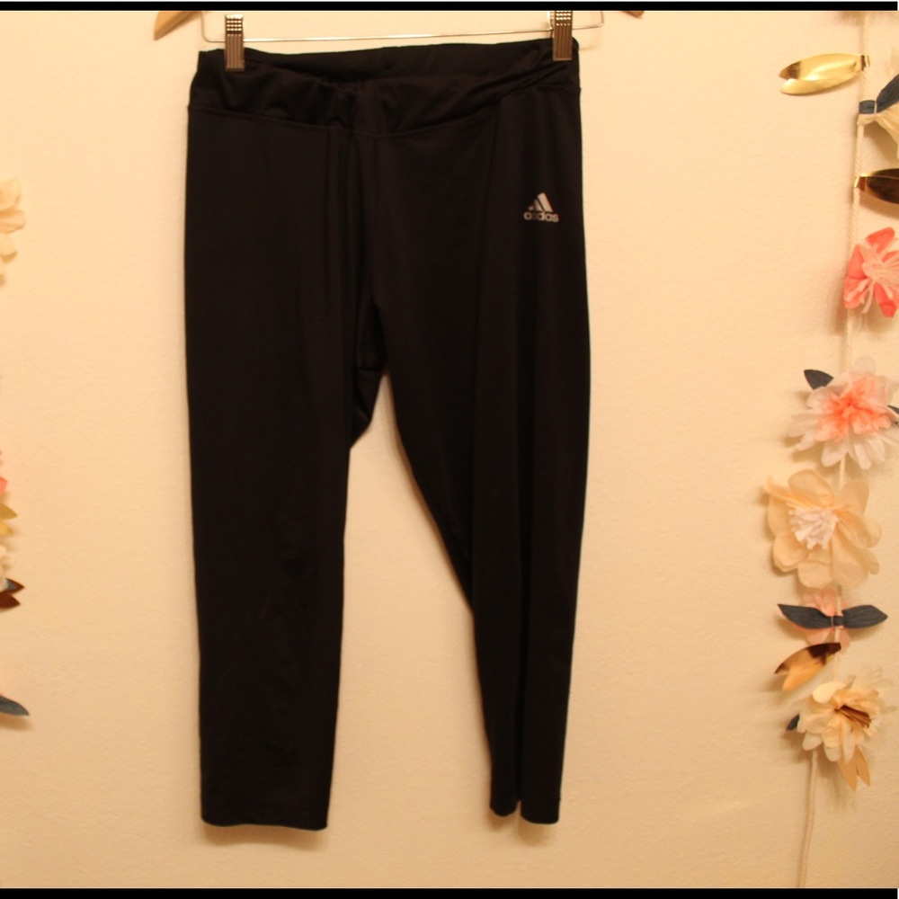 Adidas black cropped workout leggings, Medium
